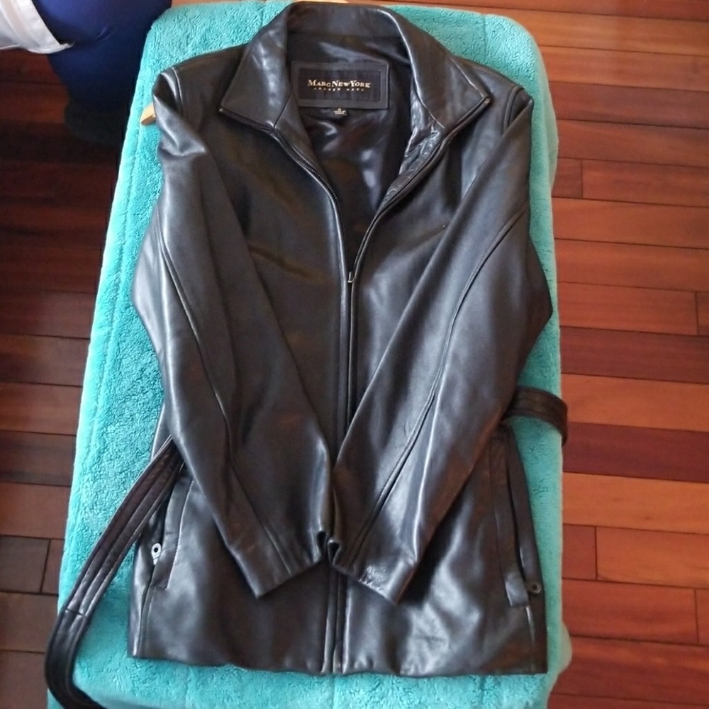 Andrew Marc  Black Leather Jacket Fitted